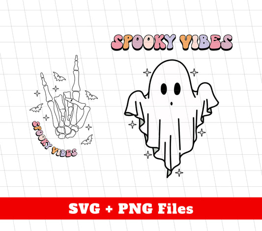 Spooky Vibes, Cute Ghost, Cute Boo, Happy Halloween, Digital Files, Png Sublimation