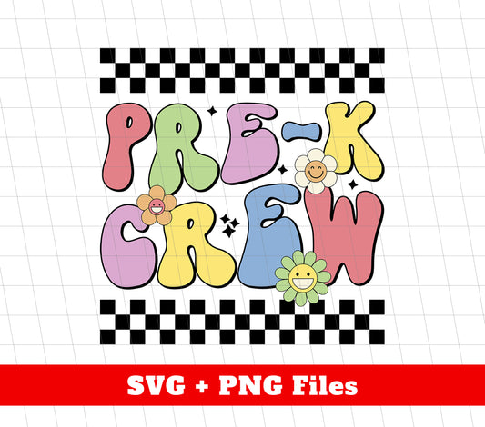 Pre-K Crew, Back To School, Pre K Student, Digital Files, Png Sublimation