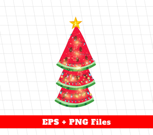 Watermelon In Christmas Tree, Merry Christmas, Digital Files, Png Sublimation