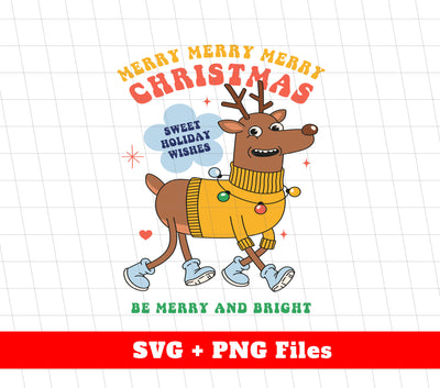 Merry Christmas, Sweat Holiday Wishes, Be Merry And Bright, Digital Files, Png Sublimation