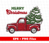 Red Car Bring Christmas Tree, Merry Christmas, Digital Files, Png Sublimation