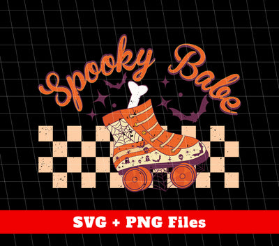 Spooky Babe, Groovy Halloween, Groovy Roller Skates, Digital Files, Png Sublimation