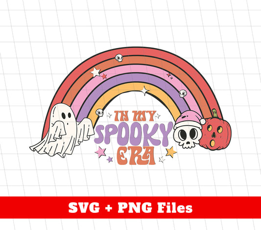 In My Spooky Era, Halloween Rainbow, Cute Boo And Pumpkin, Digital Files, Png Sublimation