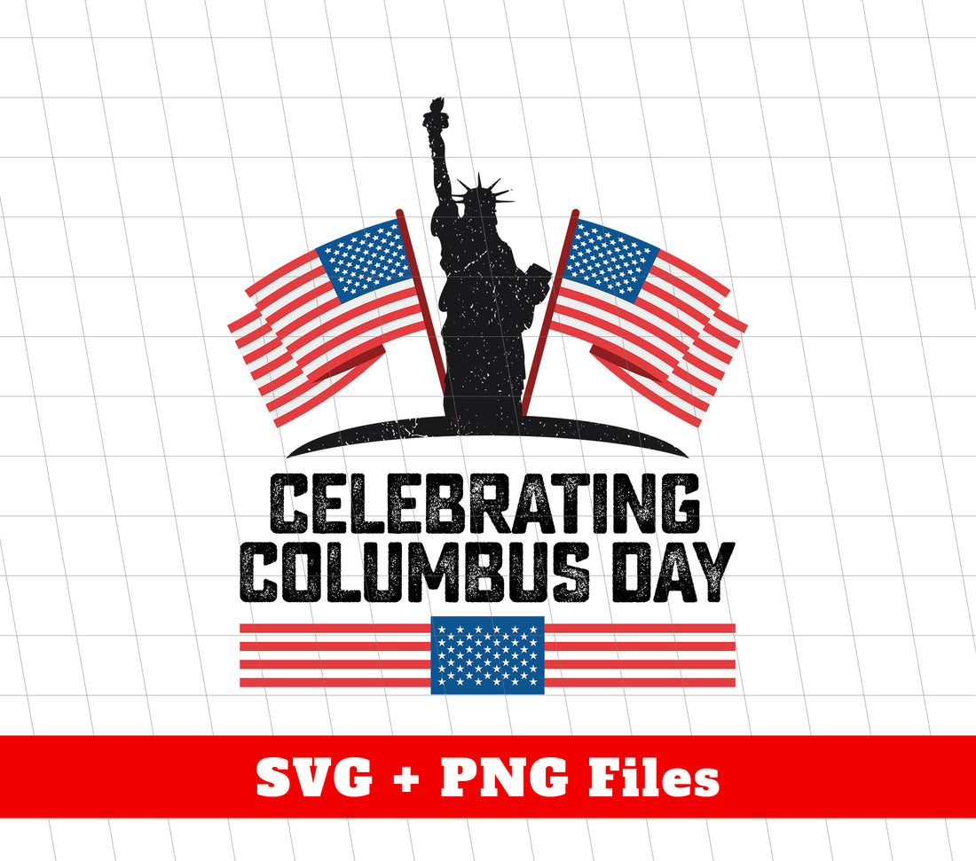 Celebrate Columbus Day with this beautiful Columbus's Day boat design featuring the American flag. Perfect for crafting projects, these high-quality SVG and PNG files are sure to elevate your designs and add a touch of patriotism.