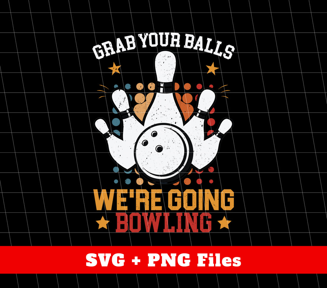 Discover the love for bowling with our Grab Your Balls, We're Going Bowling set. Perfect for creating custom designs with our SVG files and Png sublimation. Get ready to strike with confidence and style.