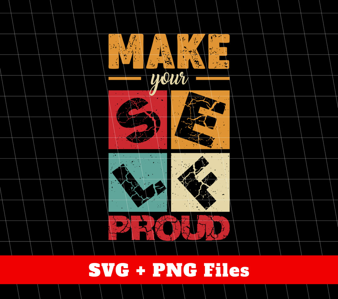 Tap into your inner strength and motivation with Make Yourself Proud, Retro Yourself, and Love Yourself. These powerful slogans, along with the included Svg Files and Png Sublimation, will inspire you to reach your goals and embrace self-love. Perfect for any retro-themed project or fashion statement.