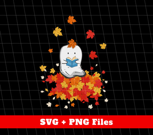 Boo In Fall Season, Fall Leaves, Boo Love Fall And Books, Svg Files, Png Sublimation