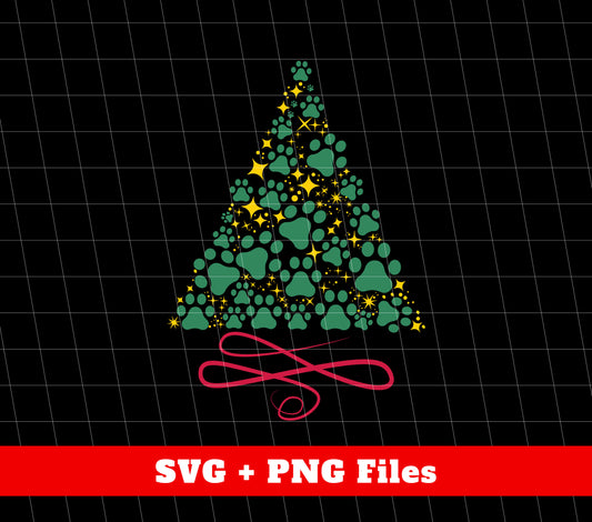 Merry Christmas, Christmas Tree, Love Pet, Cute Paw, Svg Files, Png Sublimation