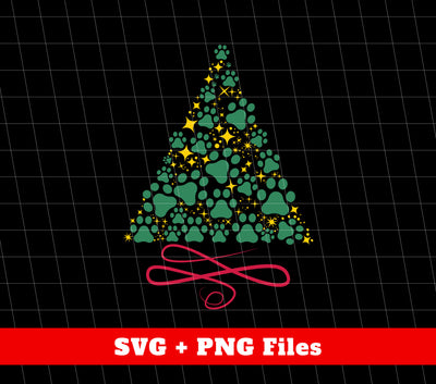 Merry Christmas, Christmas Tree, Love Pet, Cute Paw, Svg Files, Png Sublimation