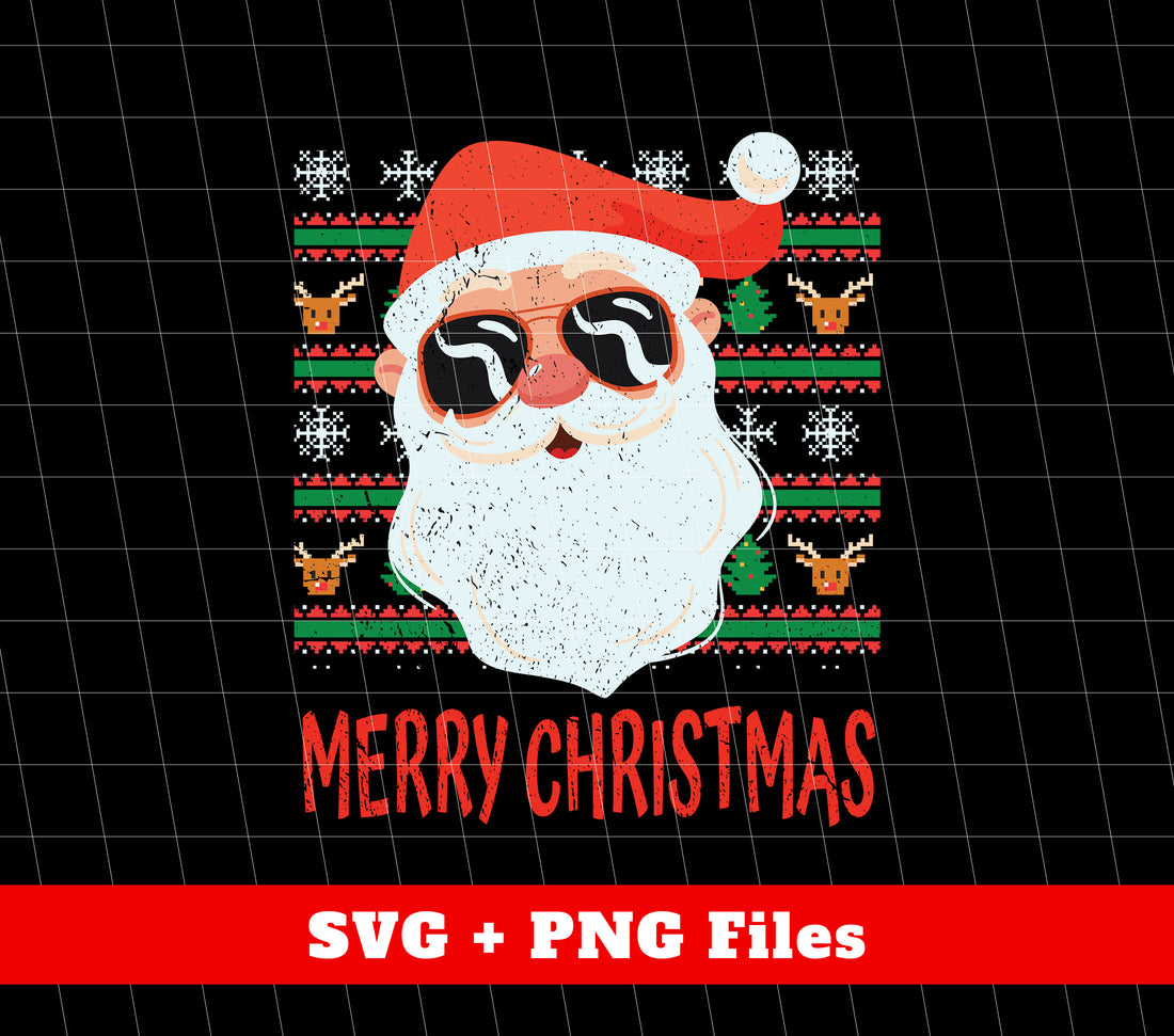 Get ready to spread some holiday cheer with our Merry Christmas design! Featuring a hilarious Santa face and trendy Christmas pattern, this design is perfect for all your holiday needs. With versatile Svg and Png files, you can create personalized gifts with ease. Happy Holidays from Funny Santa!