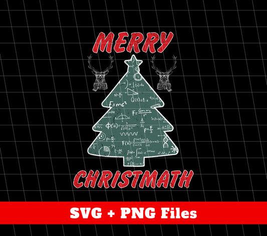 This trendy Christmas design is perfect for those who love math and want to add a unique touch to their holiday decor. With the festive message of "Merry Christmath" and a cute Christ-math tree, this design is available in SVG and PNG sublimation files for versatile use. Show off your love for Christmas and math with this one-of-a-kind design.