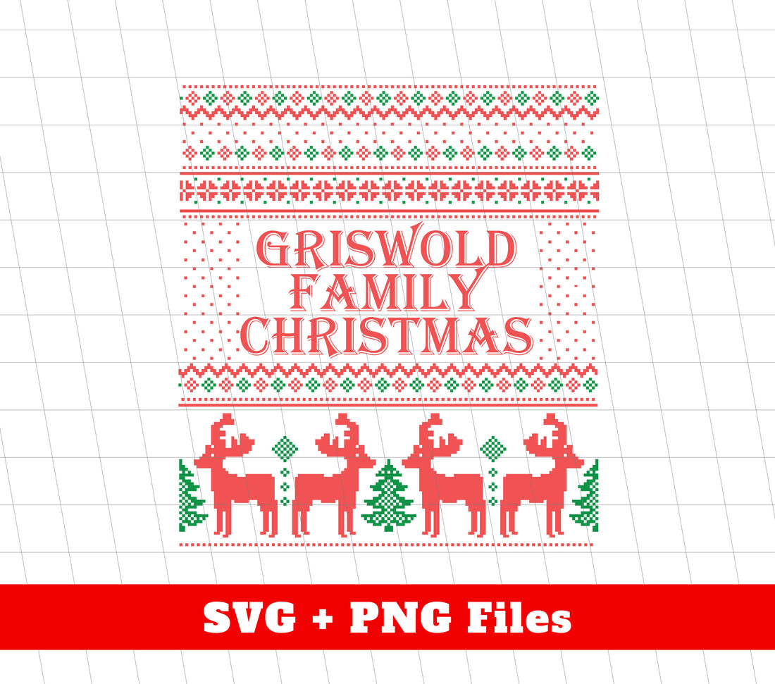 Celebrate the holidays in style with our Griswold Family Christmas design. This Christmas pattern features a trendy red deer and can be used in various projects with our versatile Svg and Png files. Spread the festive cheer with this sublimation print!