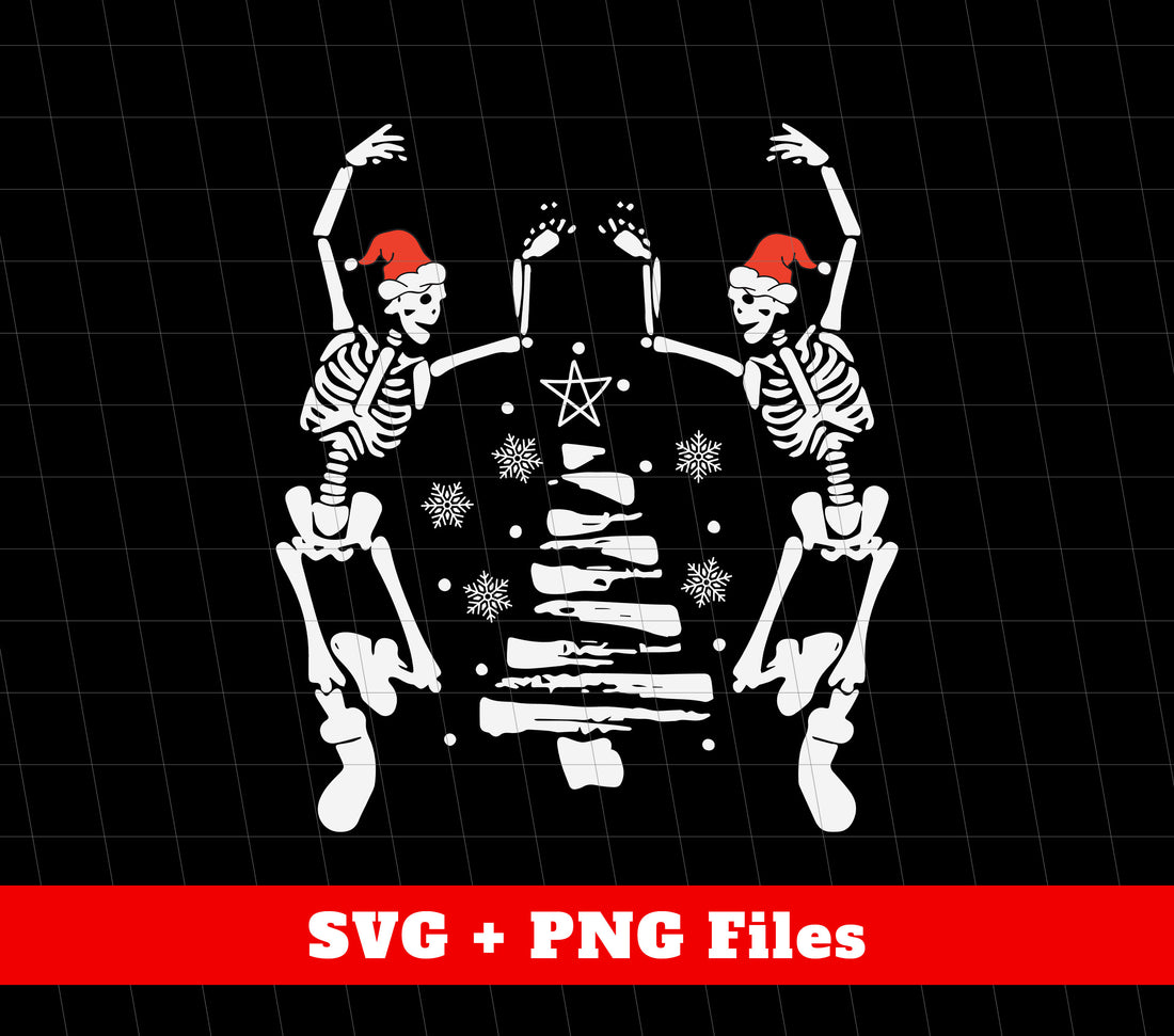 Get into the holiday spirit with our Skeleton Christmas design. This unique and trendy design features a dancing skeleton alongside a festive Christmas tree while snow falls in the background. Perfect for adding some fun to your holiday decorations. Try using this design for sublimation on any product!