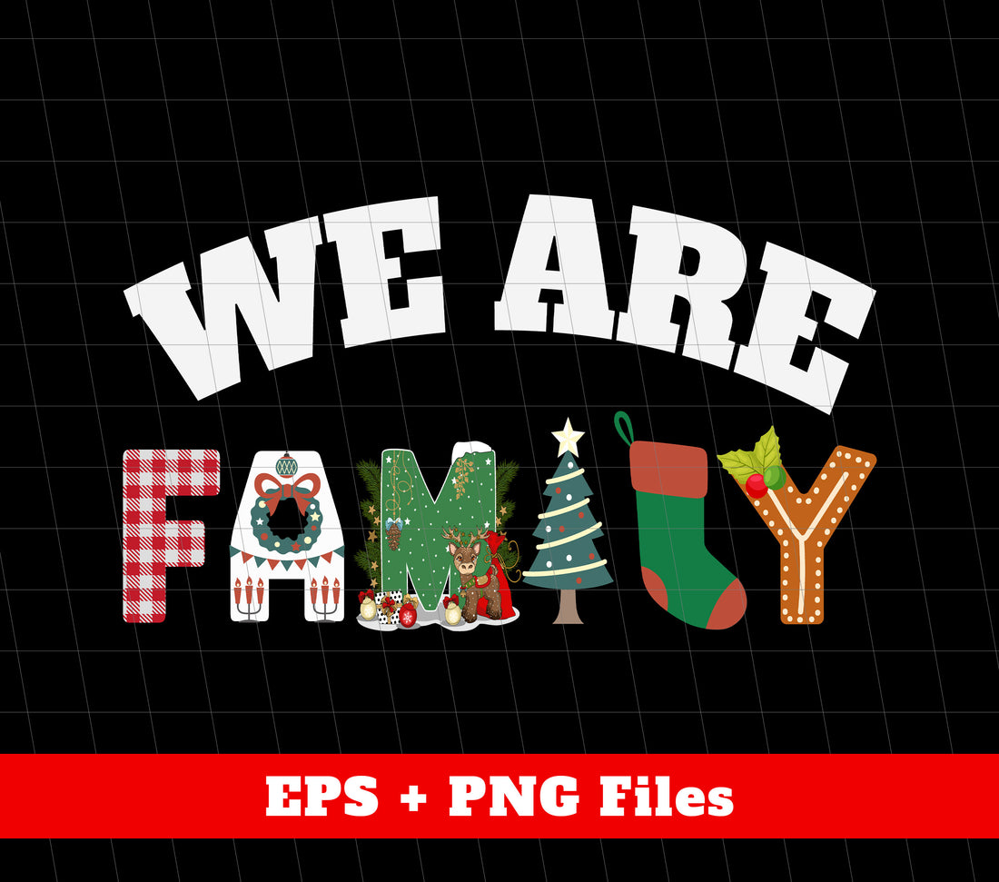Celebrate the holiday season with our "We Are Family, Love My Family, Merry Christmas, Family Season, Trendy Christmas, and Png Sublimation" bundle. Show off your family pride and stay on-trend with this sublimation design. Spread love and holiday cheer with this festive collection.