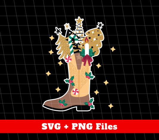 Howdy Christmas, Cowboy Boots, Christmas Element, Merry Xmas, Trendy Christmas, Png Sublimation