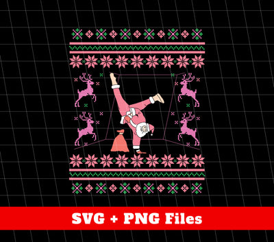 Pinky Santa, Hip Hop Santa, Santa Breakdance, Xmas Pattern, Digital Files, Png Sublimation