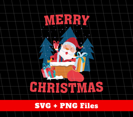 Cute Santa, Happy Santa, Funny Santa, Santa With Gift, Digital Files, Png Sublimation