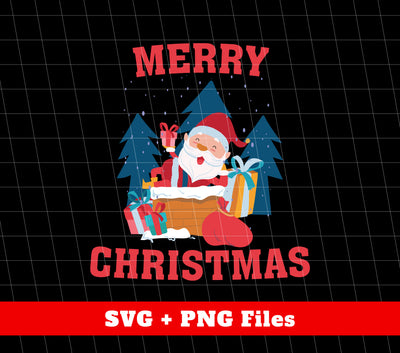 Cute Santa, Happy Santa, Funny Santa, Santa With Gift, Digital Files, Png Sublimation