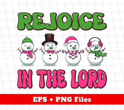 Rejoice In The Lord, Love Snowman, Four Snowman, Set Of Snowman, Digital Files, Png Sublimation