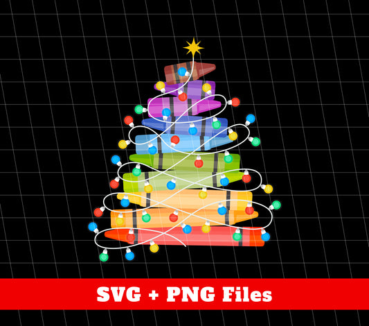 Crayon Xmas Tree, Xmas Tree Made From Crayon, Xmas Lights, Digital Files, Png Sublimation