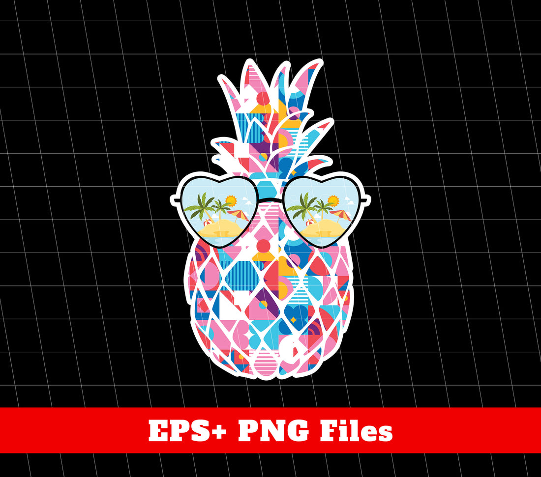 Watercolor Pineapple, Heart Sunglasses, Summer Vibes, Xmas Vibe, Digital Files, Png Sublimation
