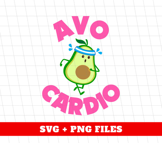 Avo-cardio, Avocado, Funny Avocado, Pink Avocado Do Cardio, Digital Files, Png Sublimation