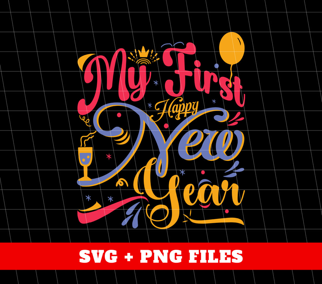 Celebrate your little one's first new year with this adorable Png Sublimation shirt! Featuring the year 2024 and the words "My First Happy New Year" and "My First New Year", this shirt is a must-have for any parent wanting to capture this special milestone. Made with high-quality materials and perfect for photoshoots.