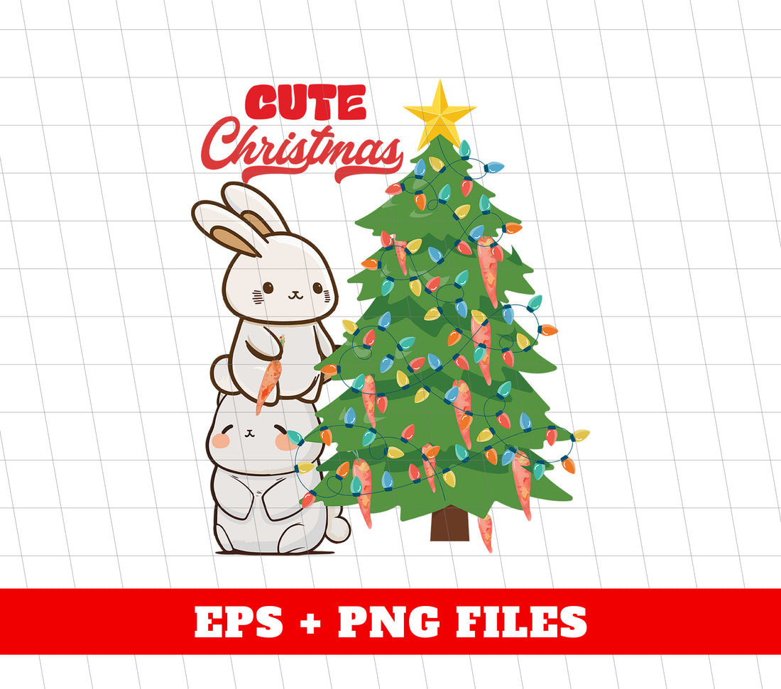 Introducing the Cute Bunny Christmas PNG Sublimation, perfect for adding a touch of holiday cheer to your designs. With a trendy Christmas theme, this sublimation features a cute bunny and a carrot on a Christmas tree. Get ready to impress with this unique and adorable design!