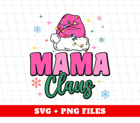 Mama Claus, Pink Mama, Blink Mama Claus, Santa Claus, Trendy Christmas, Png Sublimation