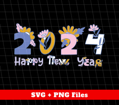 2024 New Year, Flower Lover, Happy New Year, Png Sublimation