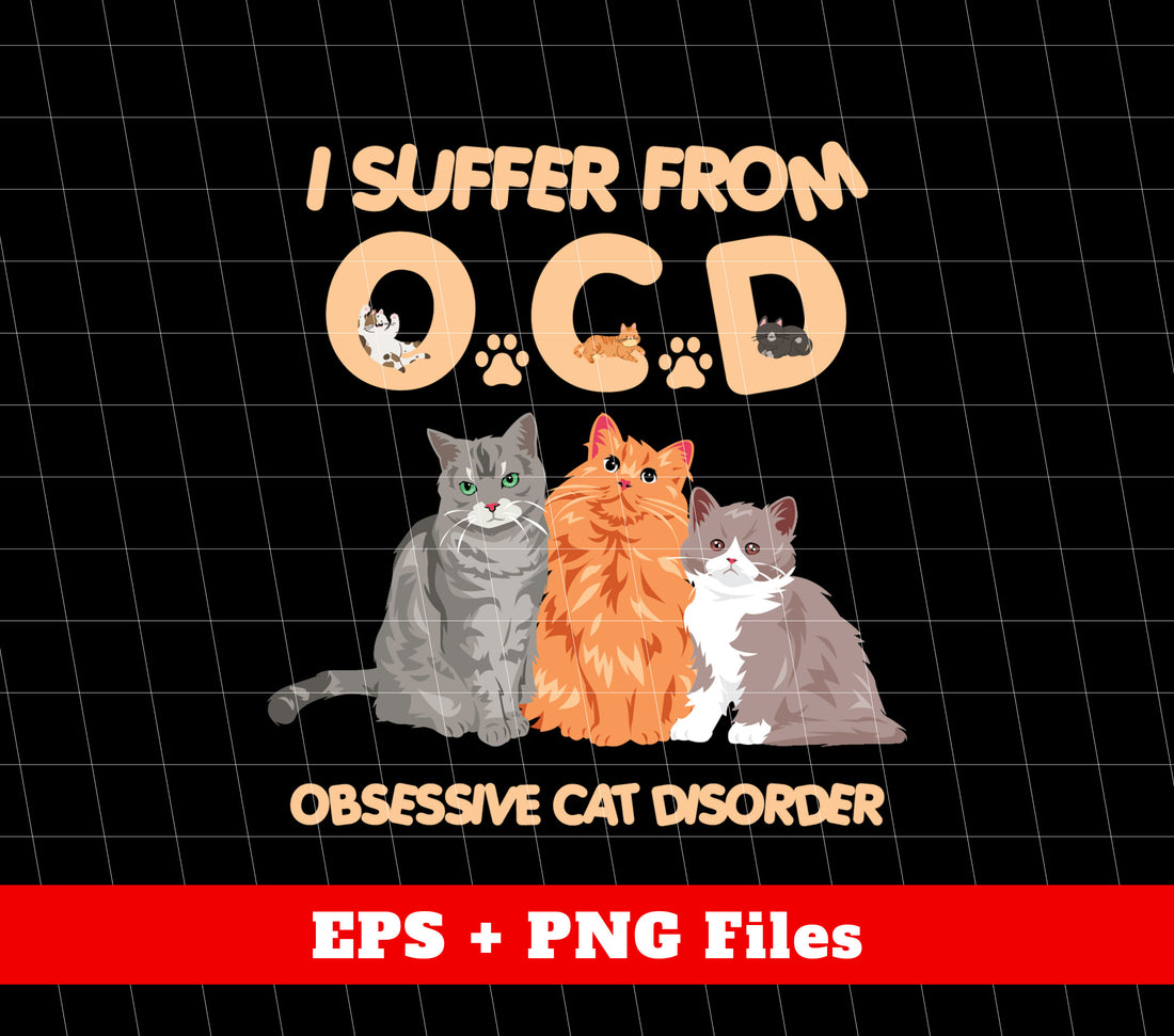 Suffering from OCD? Obsessively in love with cats? This product, featuring an eye-catching PNG sublimation design, lets you proudly embrace and share your passion with others. Perfect for fellow cat enthusiasts and those who appreciate unique and playful designs.