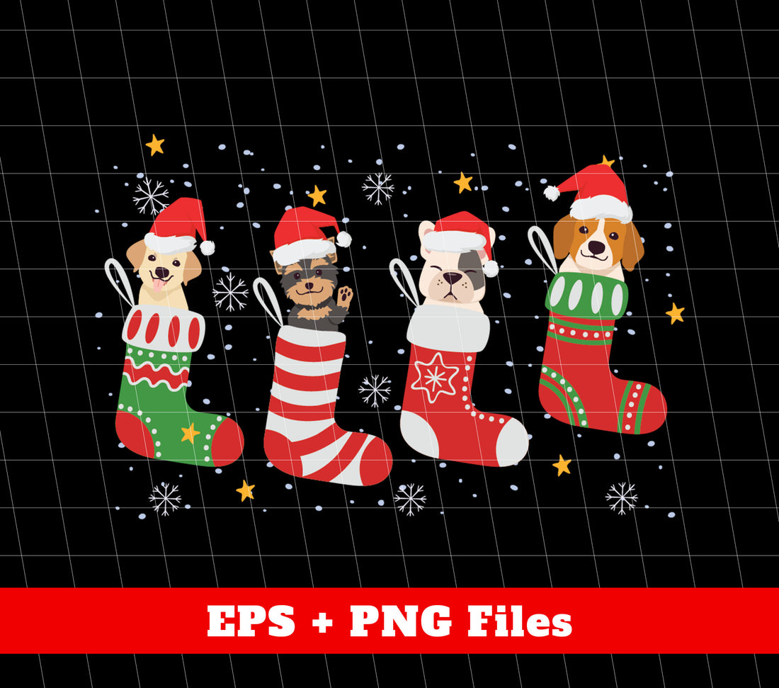 "Add some festive flair to your holiday celebrations with these trendy Christmas socks featuring four adorable dogs in festive attire. Perfect as a gift or as a stylish addition to your own sock collection. Made with high-quality sublimation printing for long-lasting color and design."