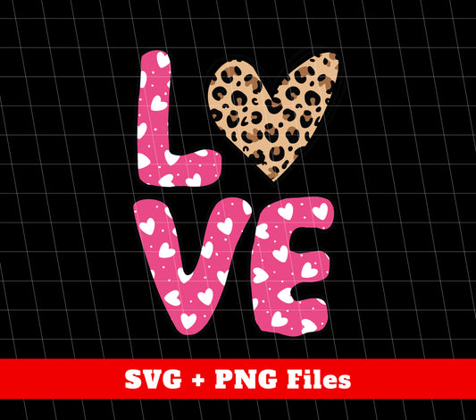 Love Heart Design, Leopard Pattern, Valentine's Day, Trendy Valentine, Png Sublimation