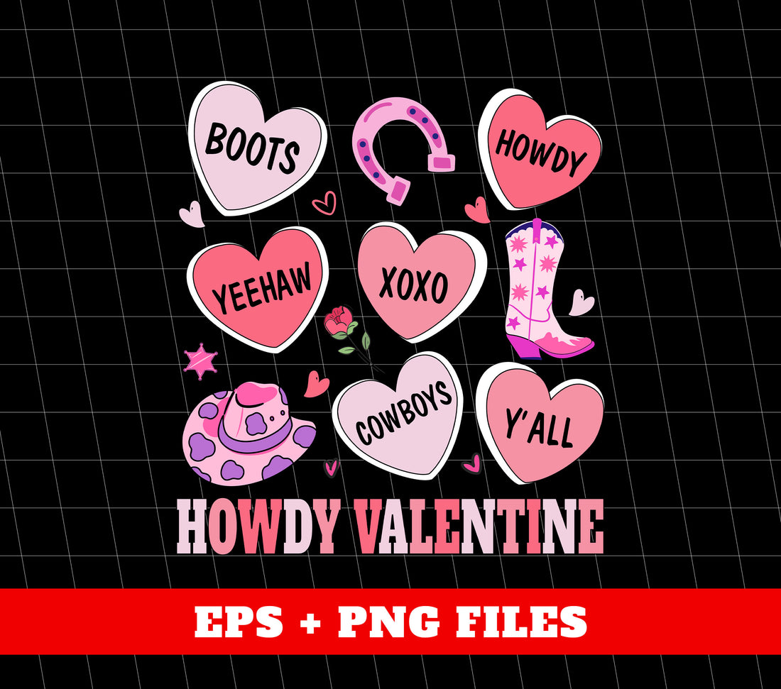 This product boasts eye-catching designs perfect for Valentine's Day! With its "Howdy Valentine," "Love Cowboy," "Cowboy Valentine," and "Trendy Valentine" options, it's sure to impress. Plus, its Png Sublimation feature ensures high-quality prints. Get ready to embrace the holiday with style and charm.
