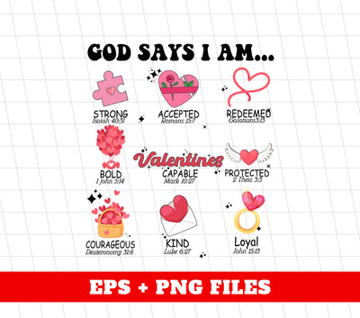 God Say I Am Strong, Love Jesus, My Christ, My Valentine, Trendy Valentine, Png Sublimation