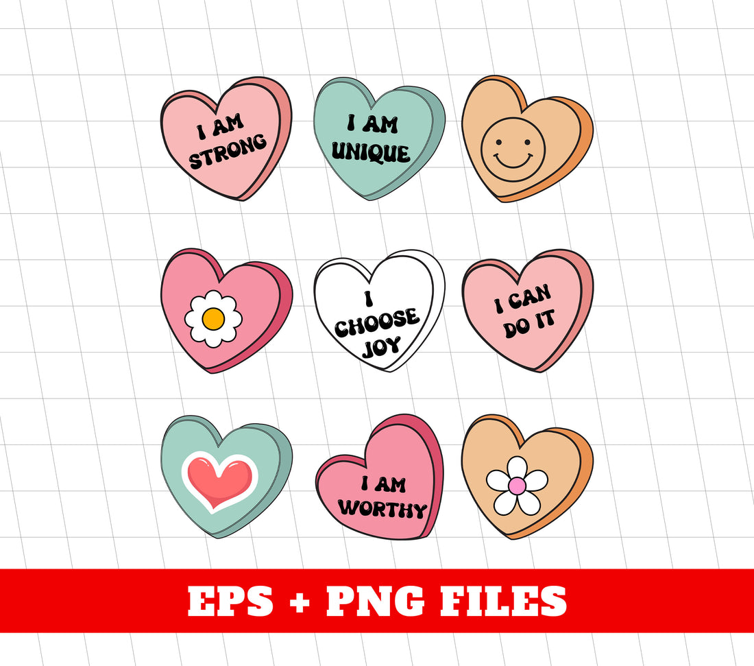 Unleash your inner strength and uniqueness with I Am Strong, I Am Unique, I Choose Joy, I Can Do It, and I Am Worthy designs. This trendy collection also includes Png Sublimation, making it the perfect choice for Valentine's Day. Express yourself confidently with these empowering designs.