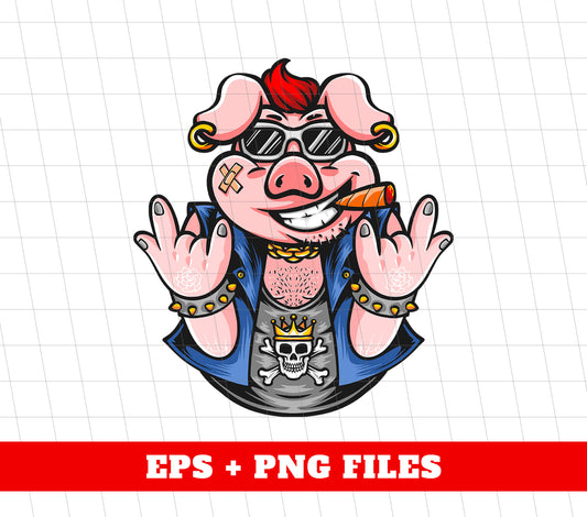 Gangster Pig, Cool Pig, Love Pig, Cute Pig, Pig Lover, Png Sublimation