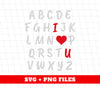 I Love You Alphabet, Valentine Alphabet, Love Valentine, Digital Files, Png Sublimation