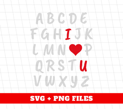 I Love You Alphabet, Valentine Alphabet, Love Valentine, Digital Files, Png Sublimation