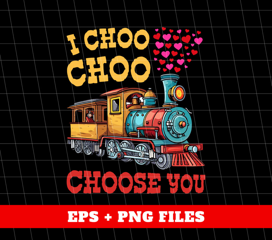 Express your love with our "I Choose You" themed Valentine's Day digital files. Featuring a charming love train and "Love You" message, these PNG sublimation designs are perfect for adding a touch of romance to any project. Available for immediate download.