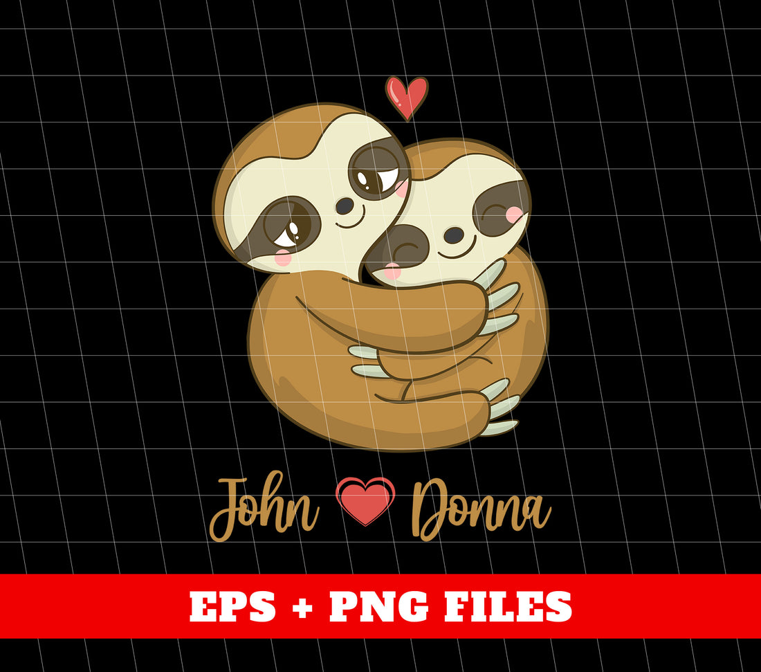This personalized digital file features a cute sloth couple, perfect for sloth lovers. Add your names to make it truly unique. Great for sublimation printing.