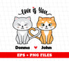 Custom Name Valentine, Cat Couple, Personalized Name Couple, Digital Files, Png Sublimation