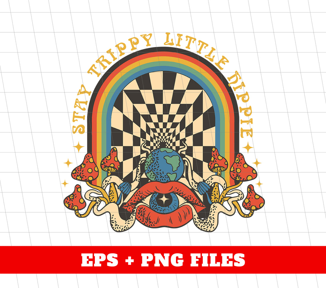Experience the trippy, groovy vibes of our Stay Trippy, Little Hippie, Groovy Lover, Groovy Mushroom digital files. With high-quality png sublimation, you can add these designs to any project with ease. Embrace the peace and love of the psychedelic era with our versatile and eye-catching designs.