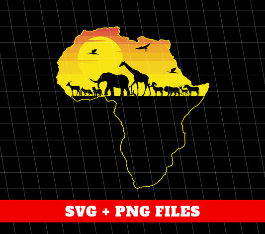 Animal In Africa, Love Animal, Love Africa, Africa Shape, Digital Files, Png Sublimation