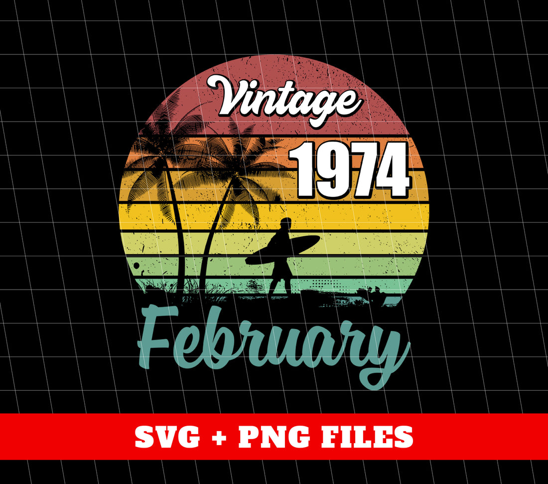Celebrate your special day with our Vintage 1974 February Retro Birthday Summer Vibes Digital Files! Bring back the memories of the past with our Png Sublimation design. Get ready to feel nostalgic with this retro-inspired product. Perfect for any vintage lover and 70s enthusiast.