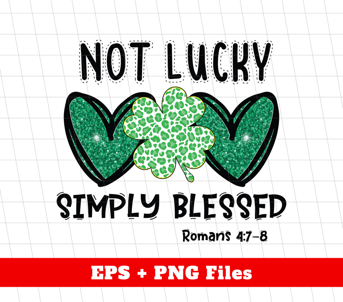 "Embrace the beauty of St. Patrick's Day with our Glitter Green Heart digital files. Show your faith with the uplifting message: Not Lucky, Simply Blessed. Perfect for sublimation and available as a PNG file. Celebrate with style and grace this holiday season."