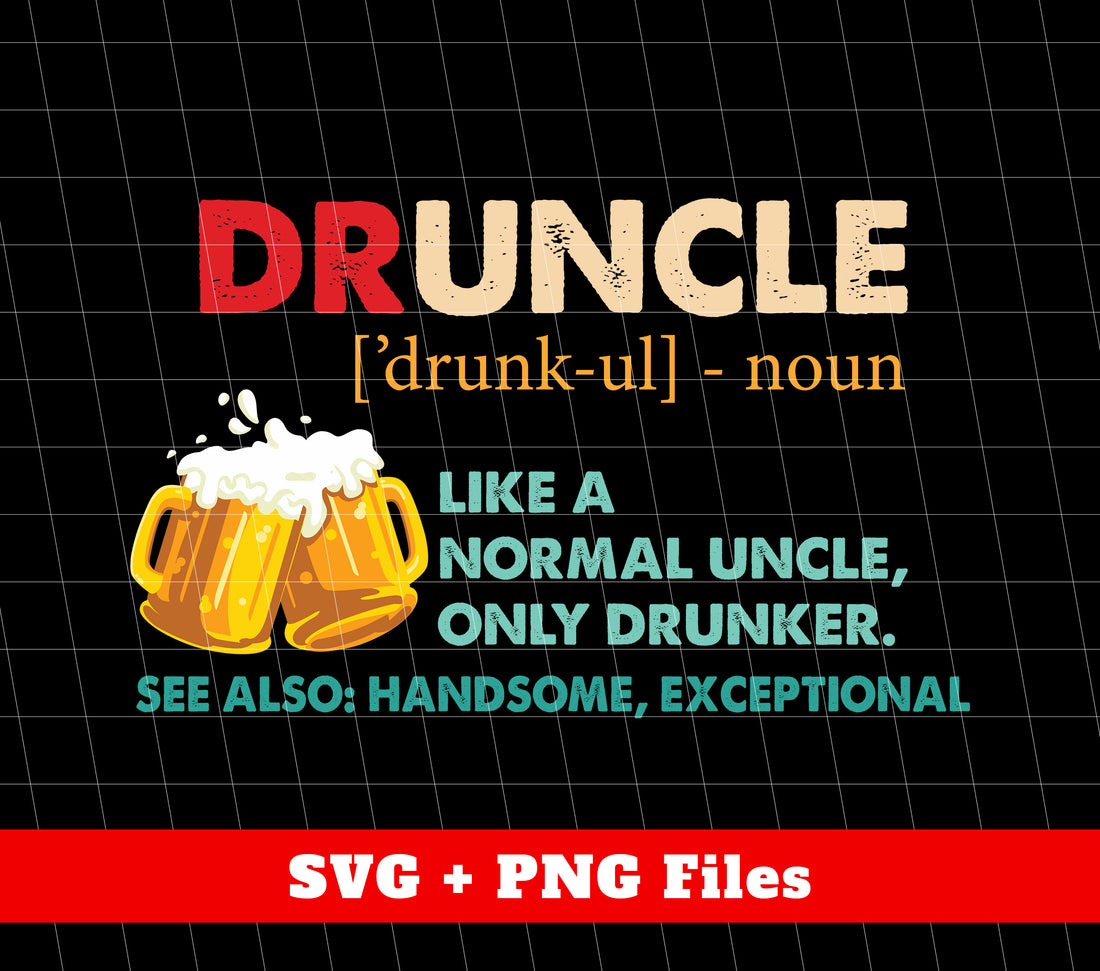 The Druncle shirt is perfect for the fun-loving uncle in your life. With its humorous slogan and bold design, it's sure to be a hit at any family gathering. Made from high-quality materials, this shirt will keep your uncle feeling comfortable and stylish while he embraces his love for drinks. Available in digital format with PNG sublimation, making it easy to print on any fabric.