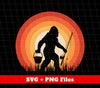 Big Foot Silhouette, Retro Big Foot, Big Foot Fishing, Digital Files, Png Sublimation