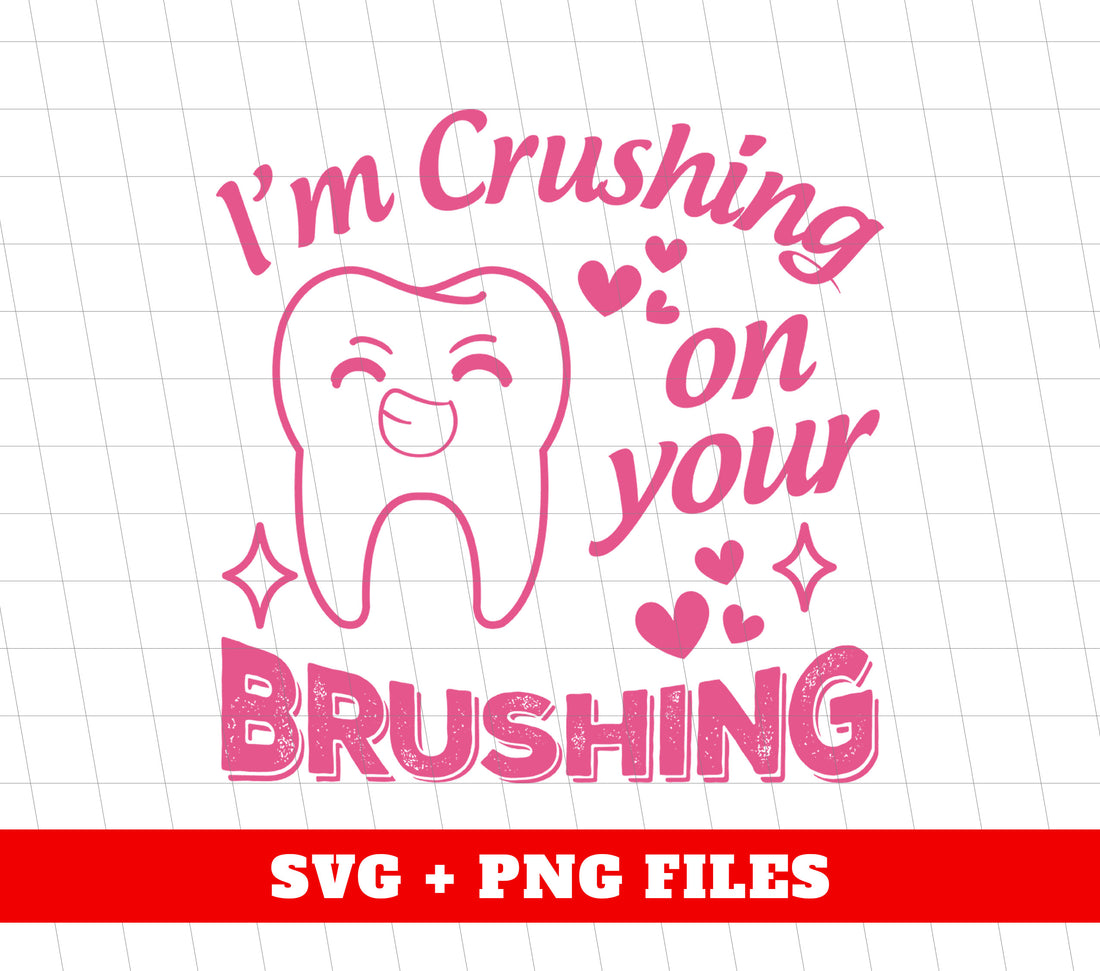 "Enhance your dental hygiene with I'm Crushing On Your Brushing digital files. These cute png sublimations will make brushing fun and easy. Improve the health and appearance of your teeth with Love My Teeth images. Perfect for any dental professional or dental enthusiast."