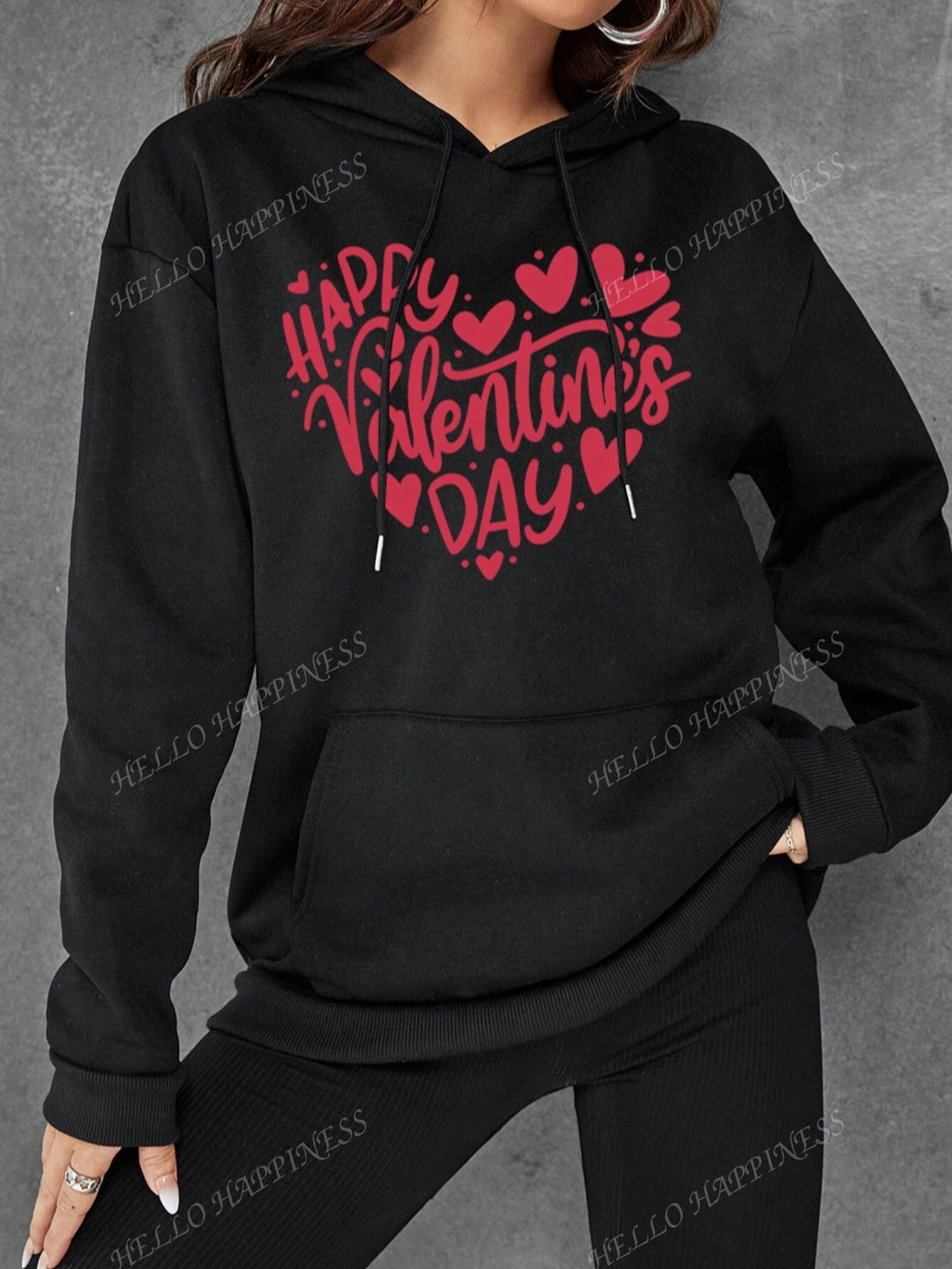 Get cozy in our 'All About You Are Romantic' Happy Valentine's Day Love Letters Hoodie. With a playful Big Love Small Love pattern, this comfortable casual hoodie is the perfect way to show your love on Valentine's Day. (Love letters not included!)